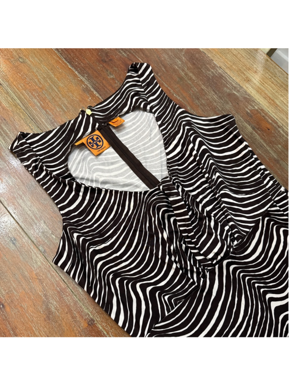 Tory Burch 100% Silk Sleeveless Wavy Zebra Print Dress - Size Large